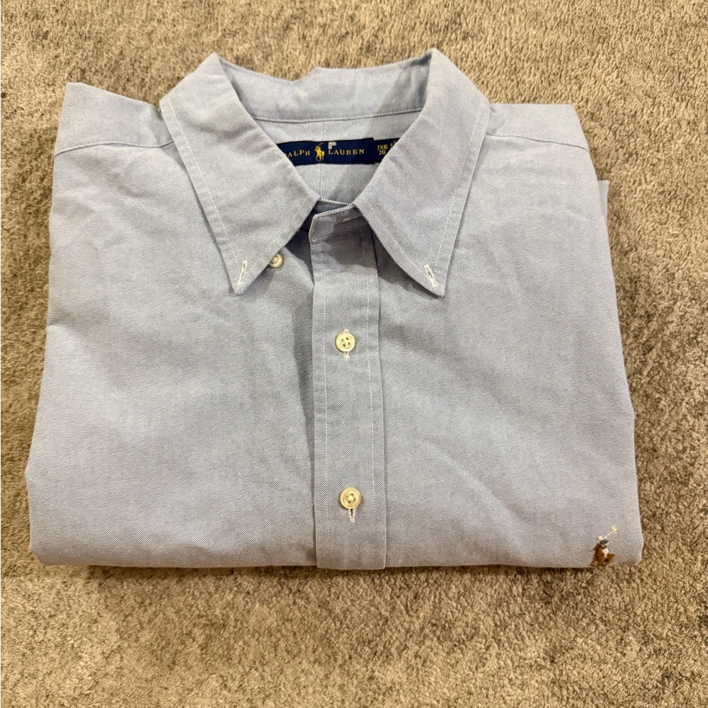 Ralph Lauren light blue cotton Oxford long-sleeve button-down shirt.Size 2XB NEW - Picture 11 of 13